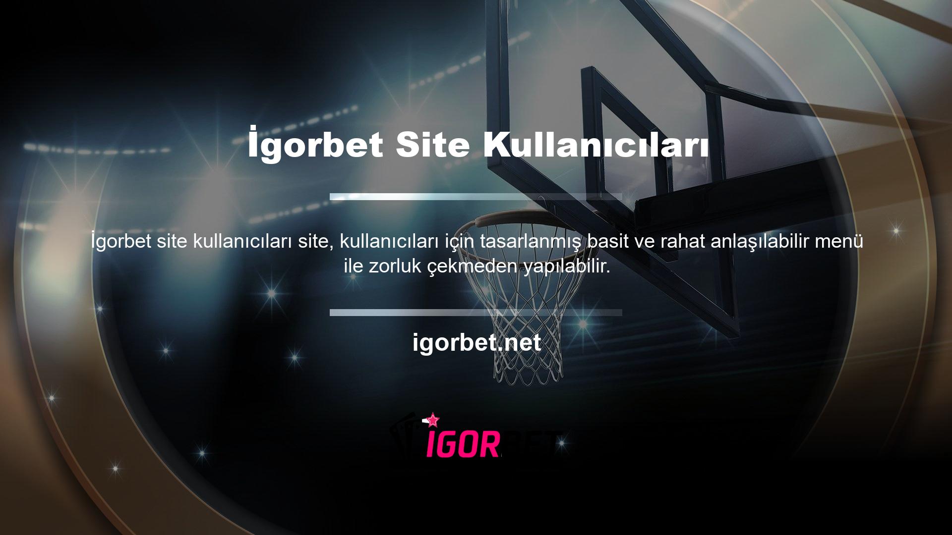 Sitede İgorbet, canlı bahis, casino, canlı casino, canlı masa oyunları ve sanal sporlarla oynanabilir